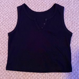 Button Up Ribbed Knit Tank Top